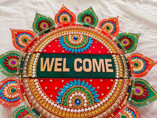 Ready-to-Use Hand-Decorated Acrylic Welcome Rangoli