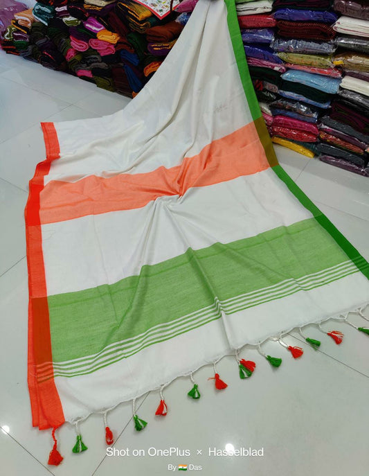Khadi Cotton Tricolour Saree