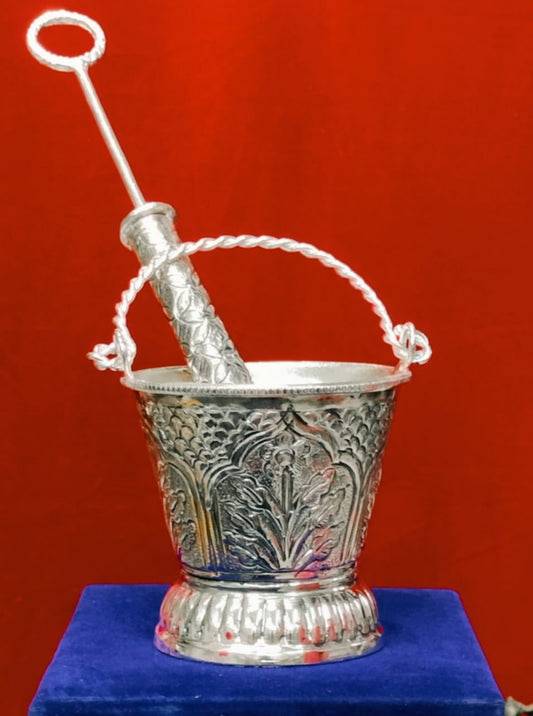 Exquisite Holi Pichkari Gift in German Silver with Velveteen Gift Box