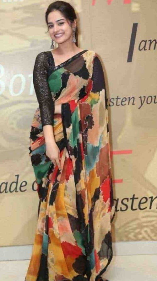 Chiffon Sabyasachi Print with Sequence Lace Border