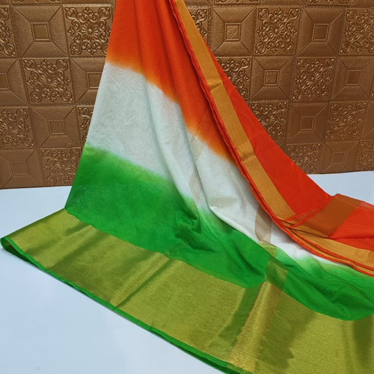 Tricolour Banarasi Georgette Saree