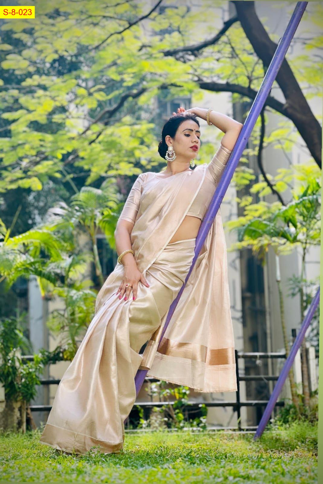 Rose Gold Tissue Sarees