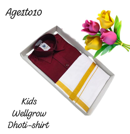 Boys Velcro Dhoti and Shirt Set