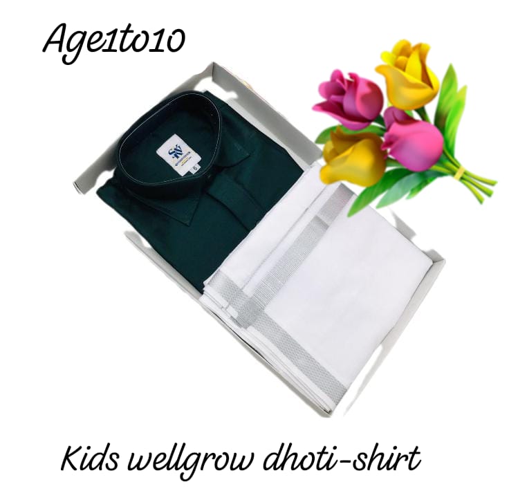 Boys Velcro Dhoti and Shirt Set
