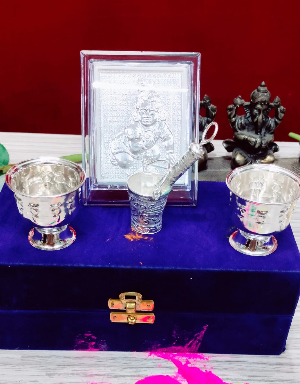 Holi Gifts German Silver Krishna with Pichkari