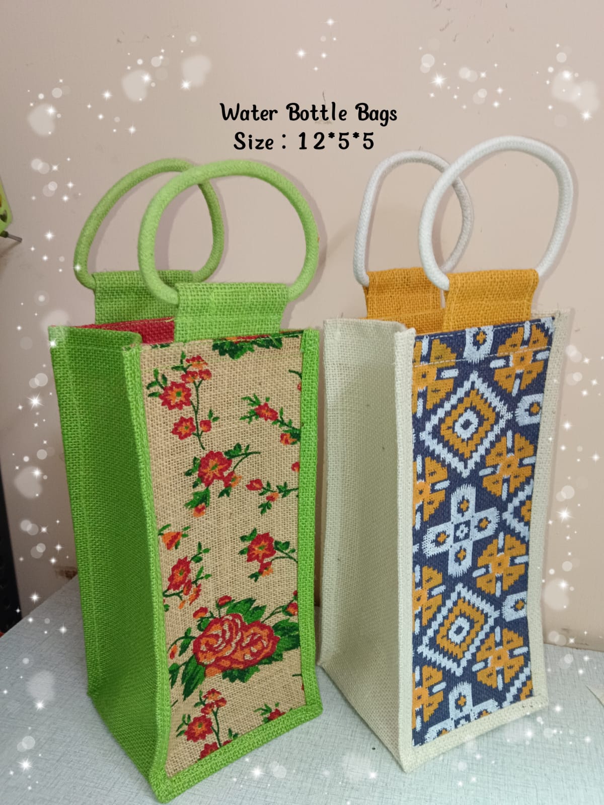 Jute Water Bottle Bags Set of 5