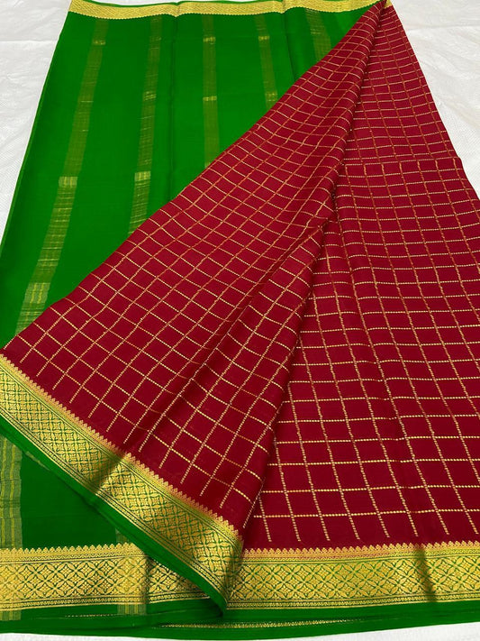 Checked Pure Mysore Silk Sarees