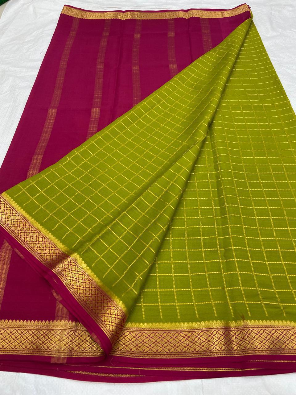 Checked Pure Mysore Silk Sarees