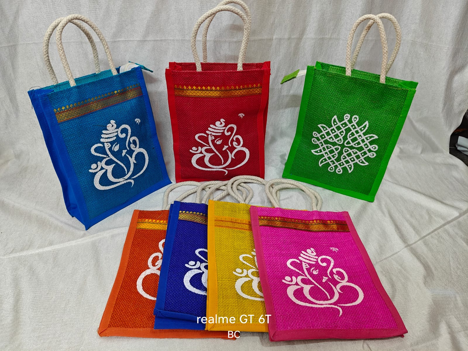 Ganesha Kolam Print Jute Thamboolam 