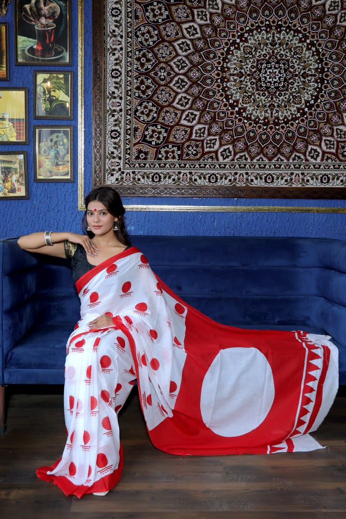 Cotton Mul Mul Sarees with Blouse