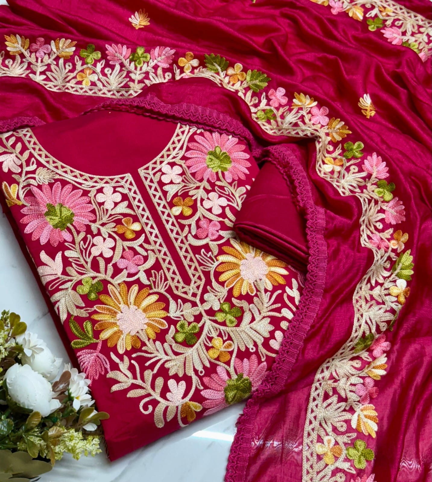Raw Silk Embroidery Dress materials