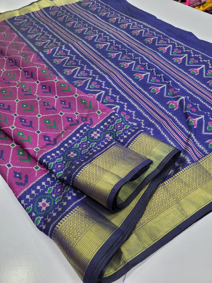 Patola Dual Tone Soft Silk Sarees