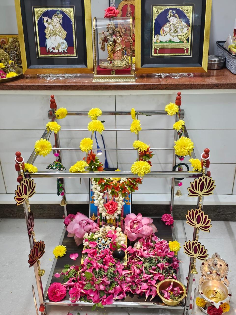 Foldable Pooja Mandapam Stainless Steel