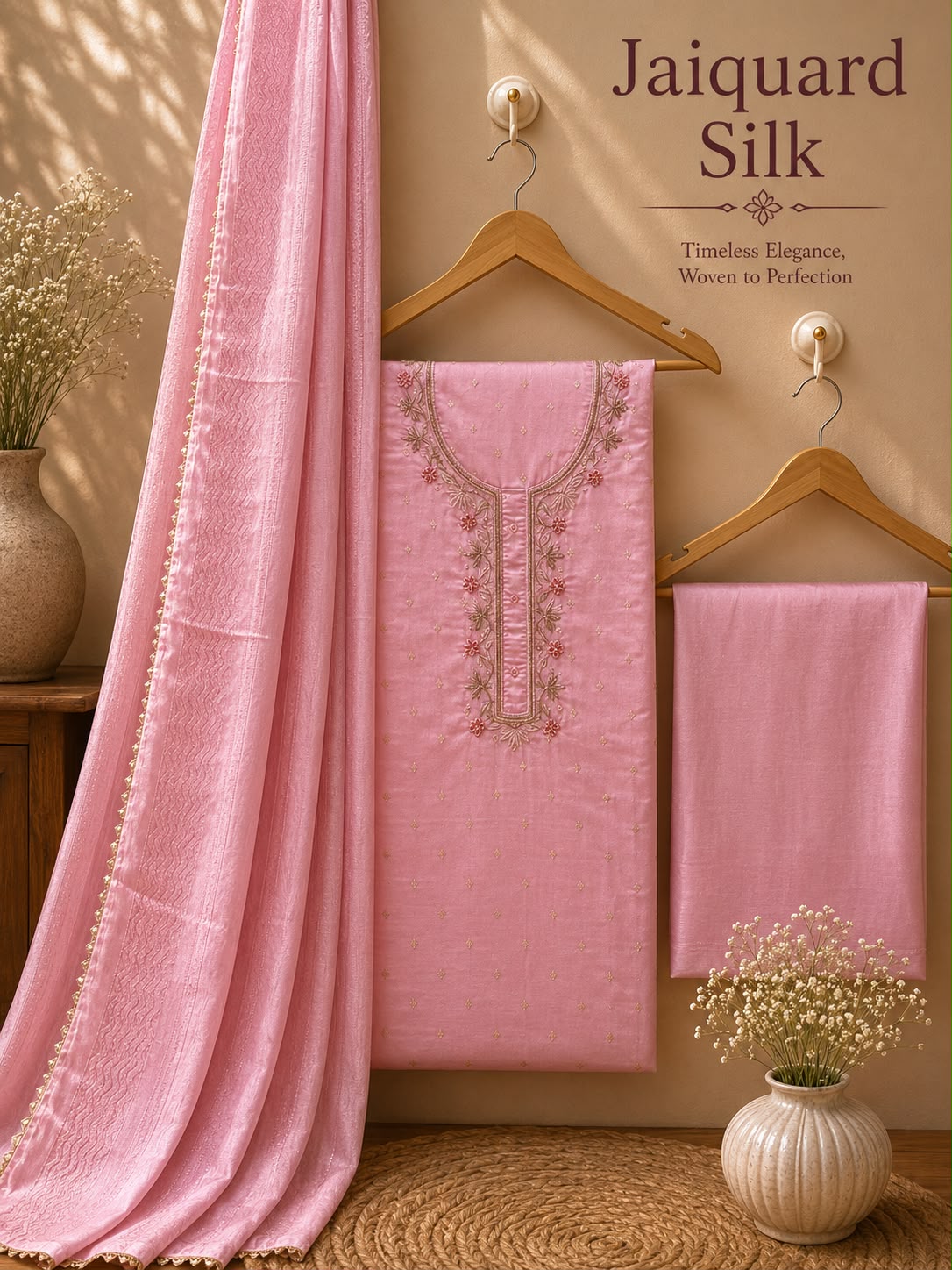 Raw Silk Embroidery Dress materials