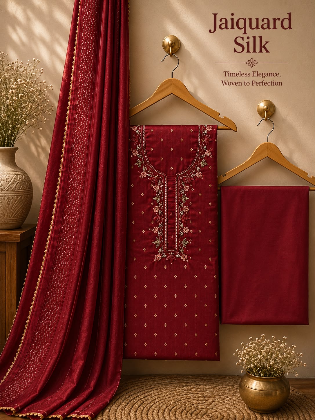 Raw Silk Embroidery Dress materials