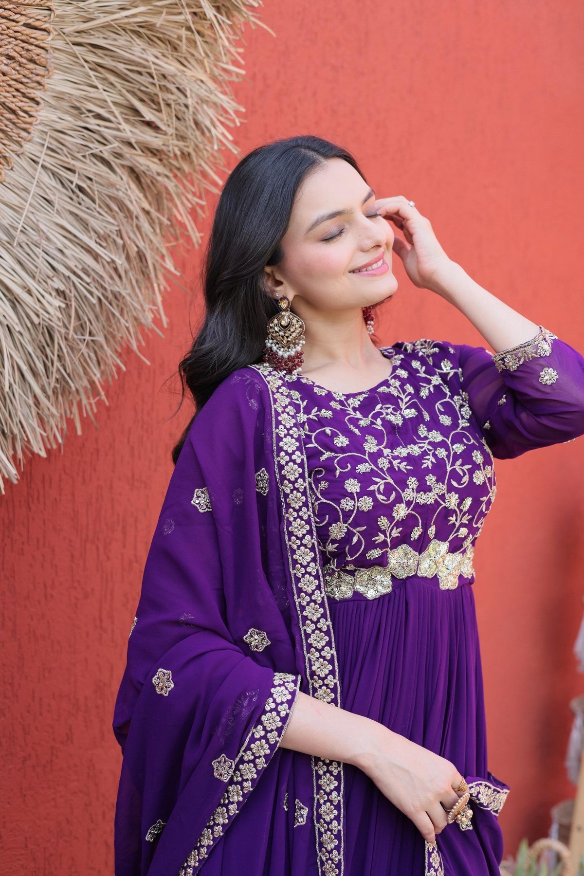Georgette Silk Gown With Dupatta