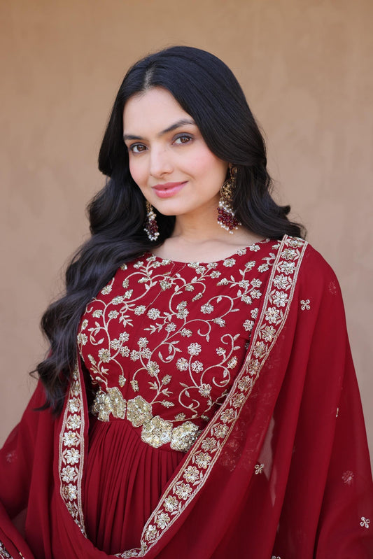 Georgette Silk Gown With Dupatta