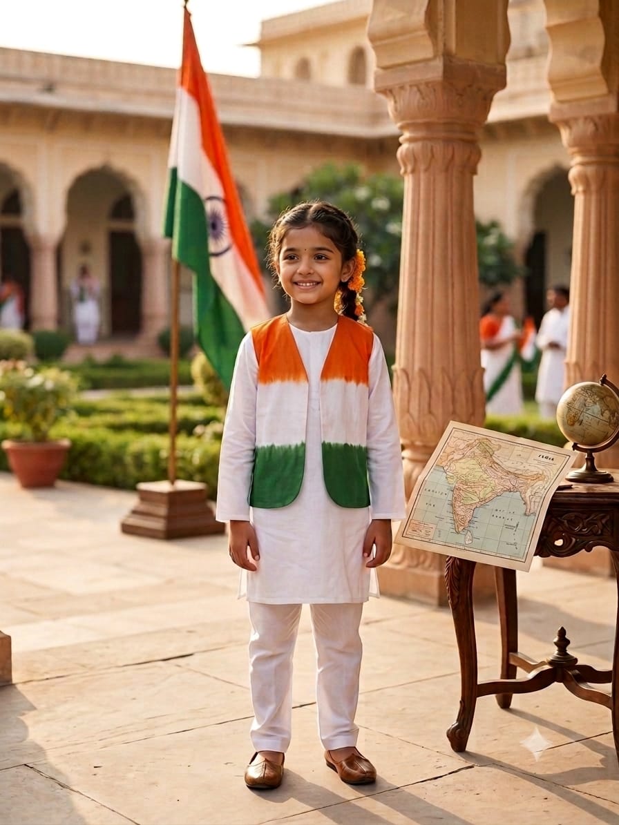 Kids Tri Colour Kurta Pyjama