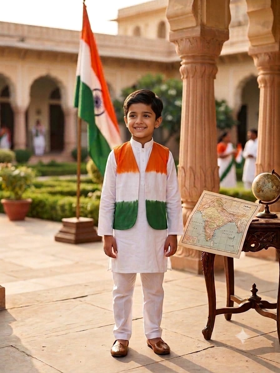 Kids Tri Colour Kurta Pyjama
