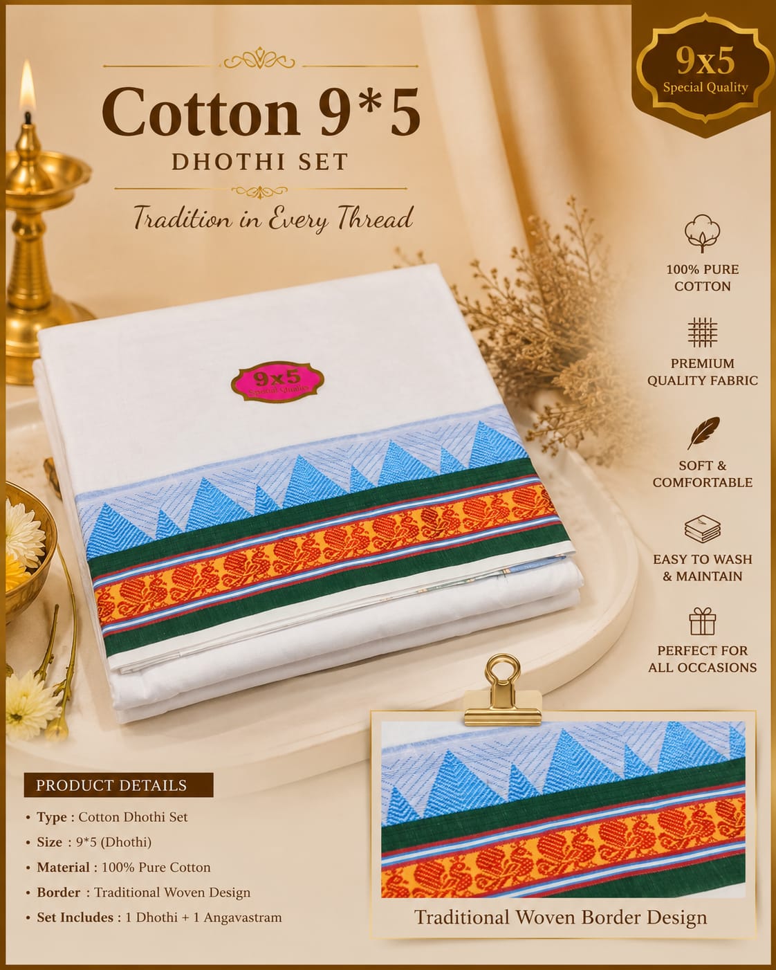 Men's Panchakacham Cotton Dhotis
