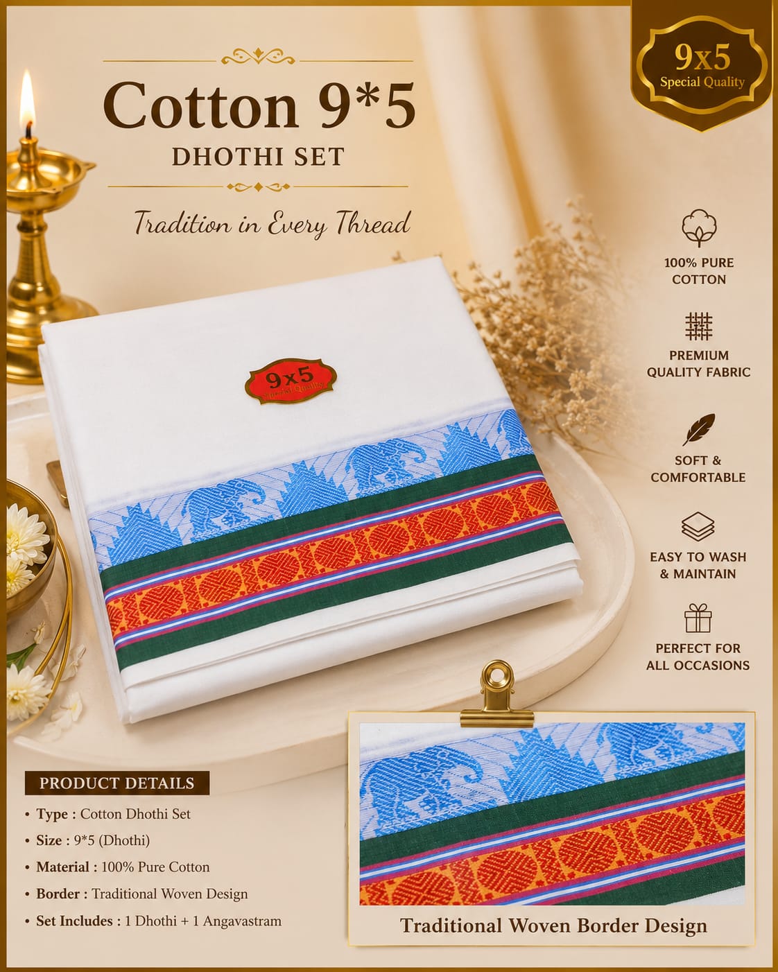 Men's Panchakacham Cotton Dhotis