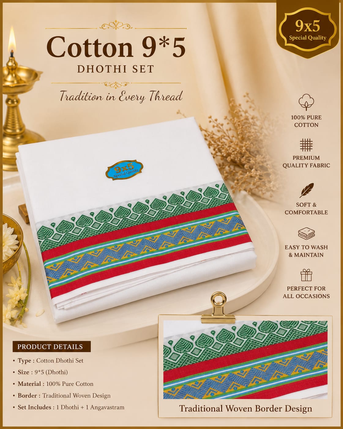Men's Panchakacham Cotton Dhotis