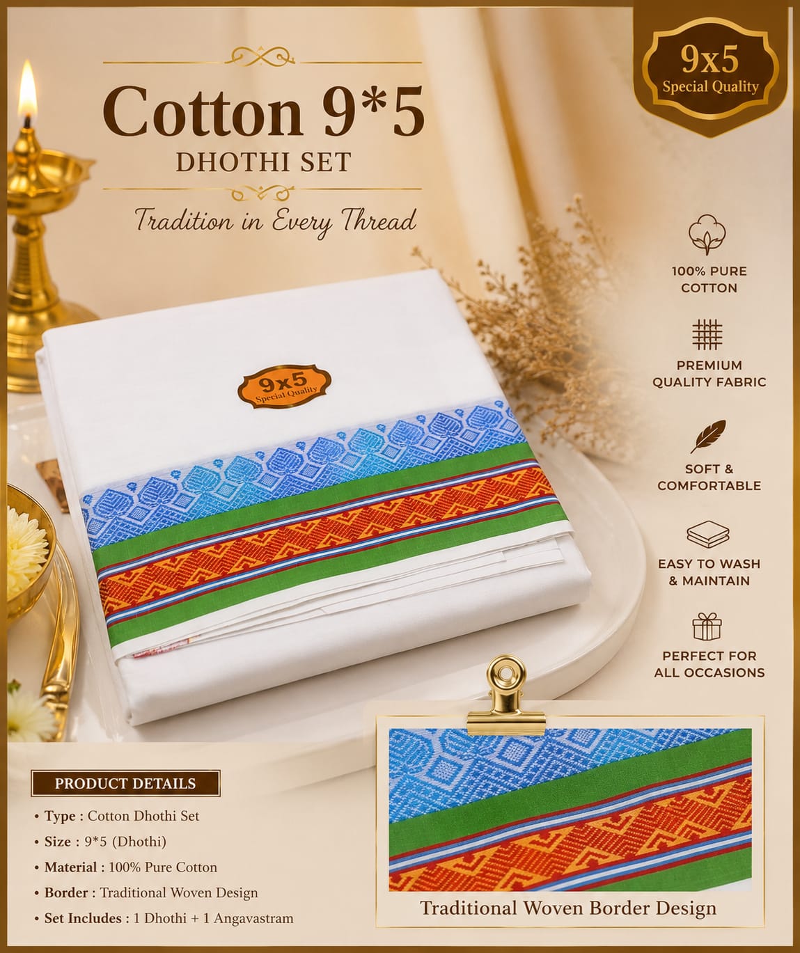 Men's Panchakacham Cotton Dhotis