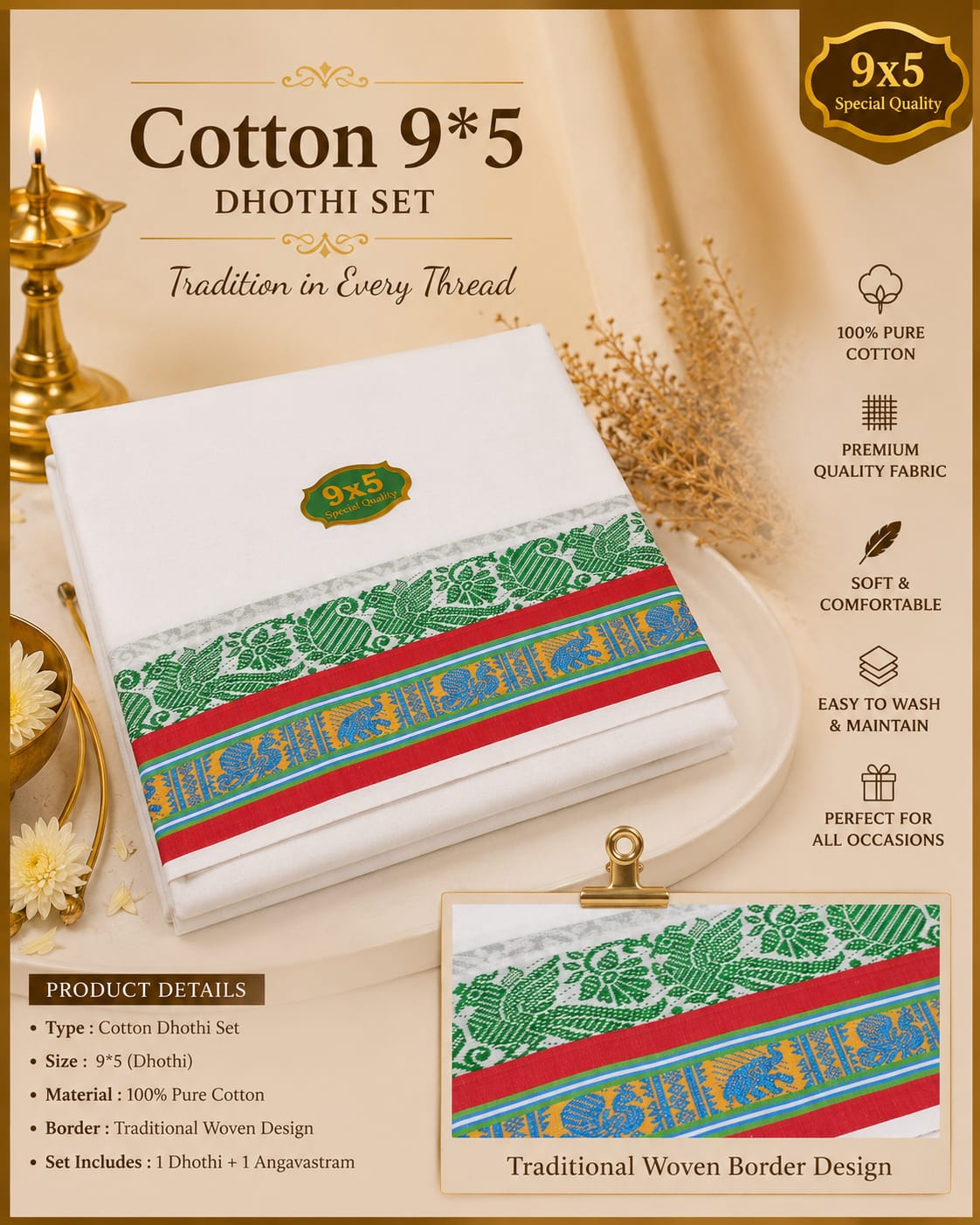 Men's Panchakacham Cotton Dhotis