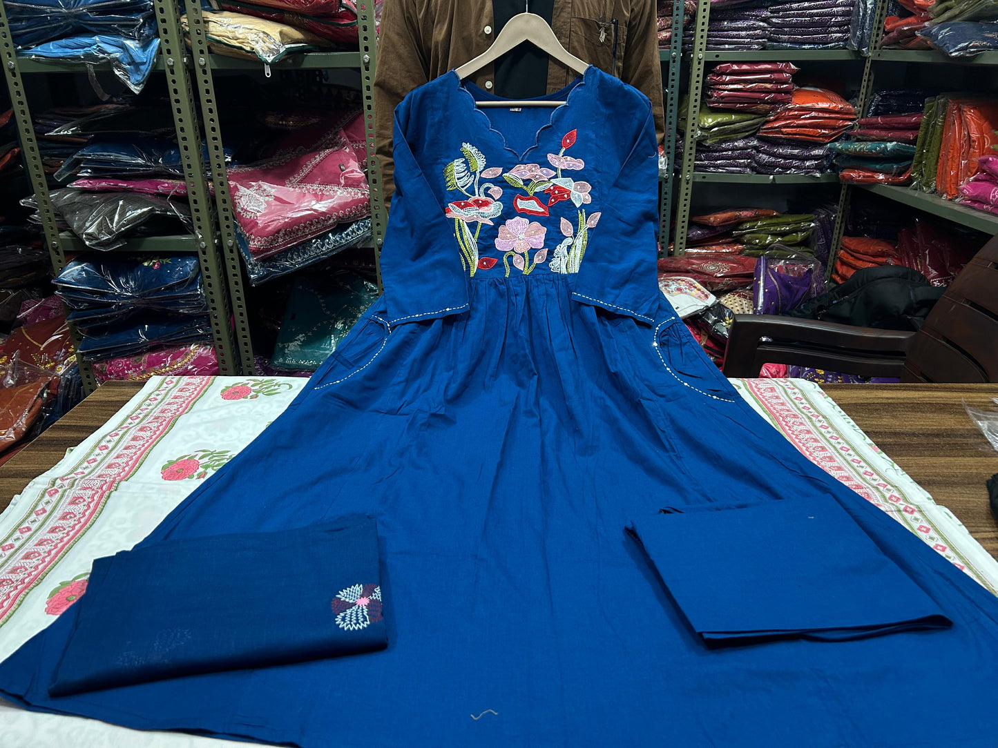 Rayon Embroidery Anarkali Kurti Sets