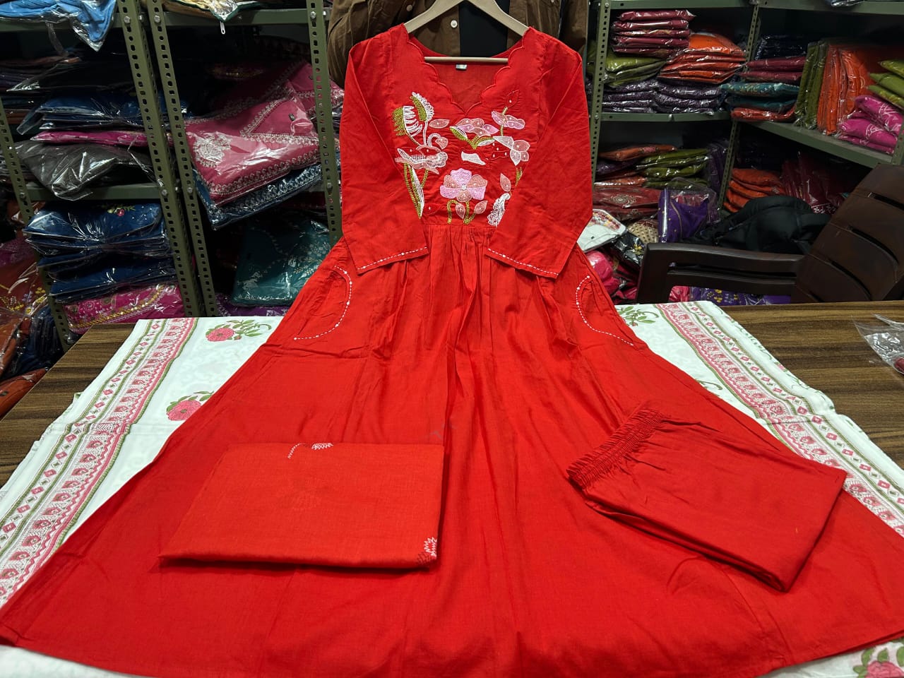 Rayon Embroidery Anarkali Kurti Sets