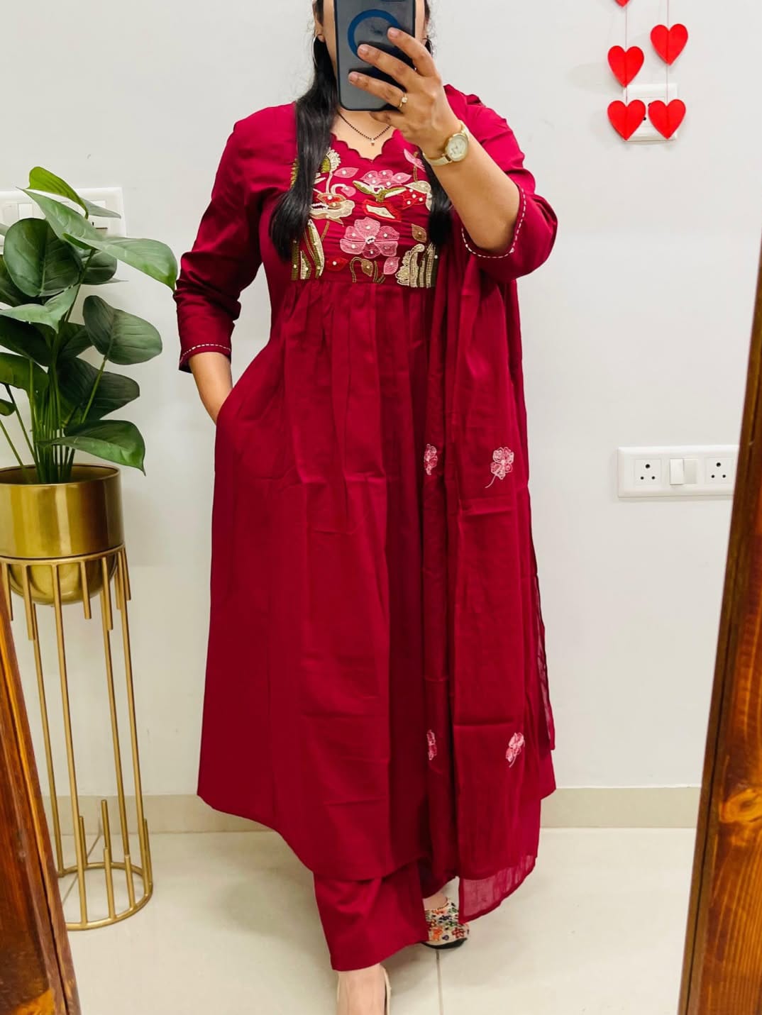 Rayon Embroidery Anarkali Kurti Sets
