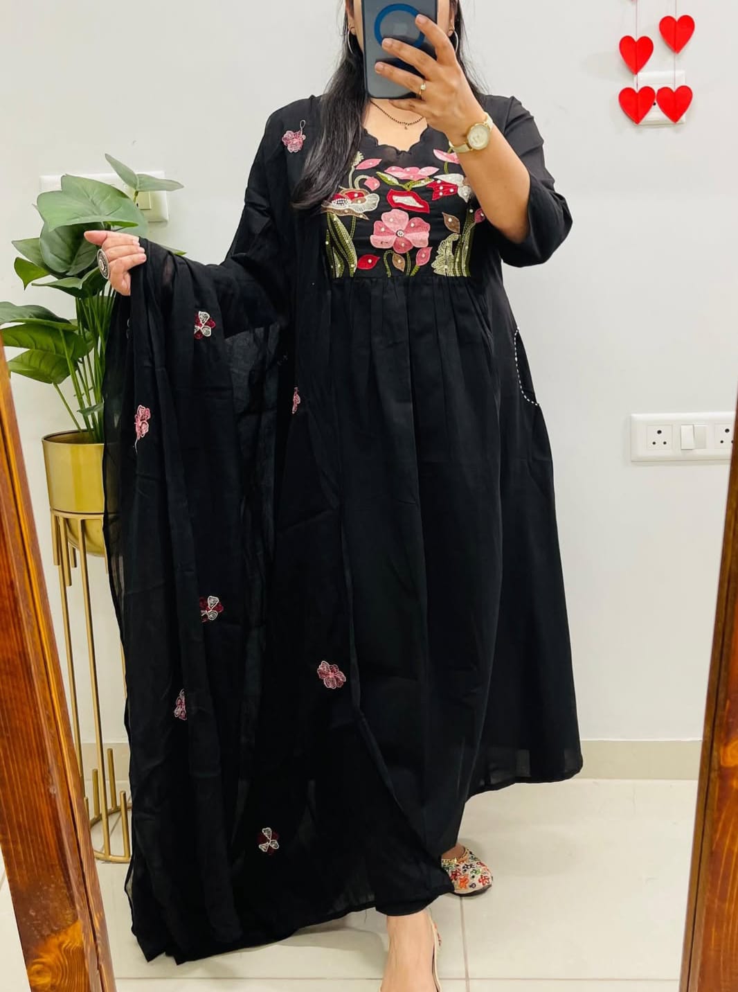 Rayon Embroidery Anarkali Kurti Sets