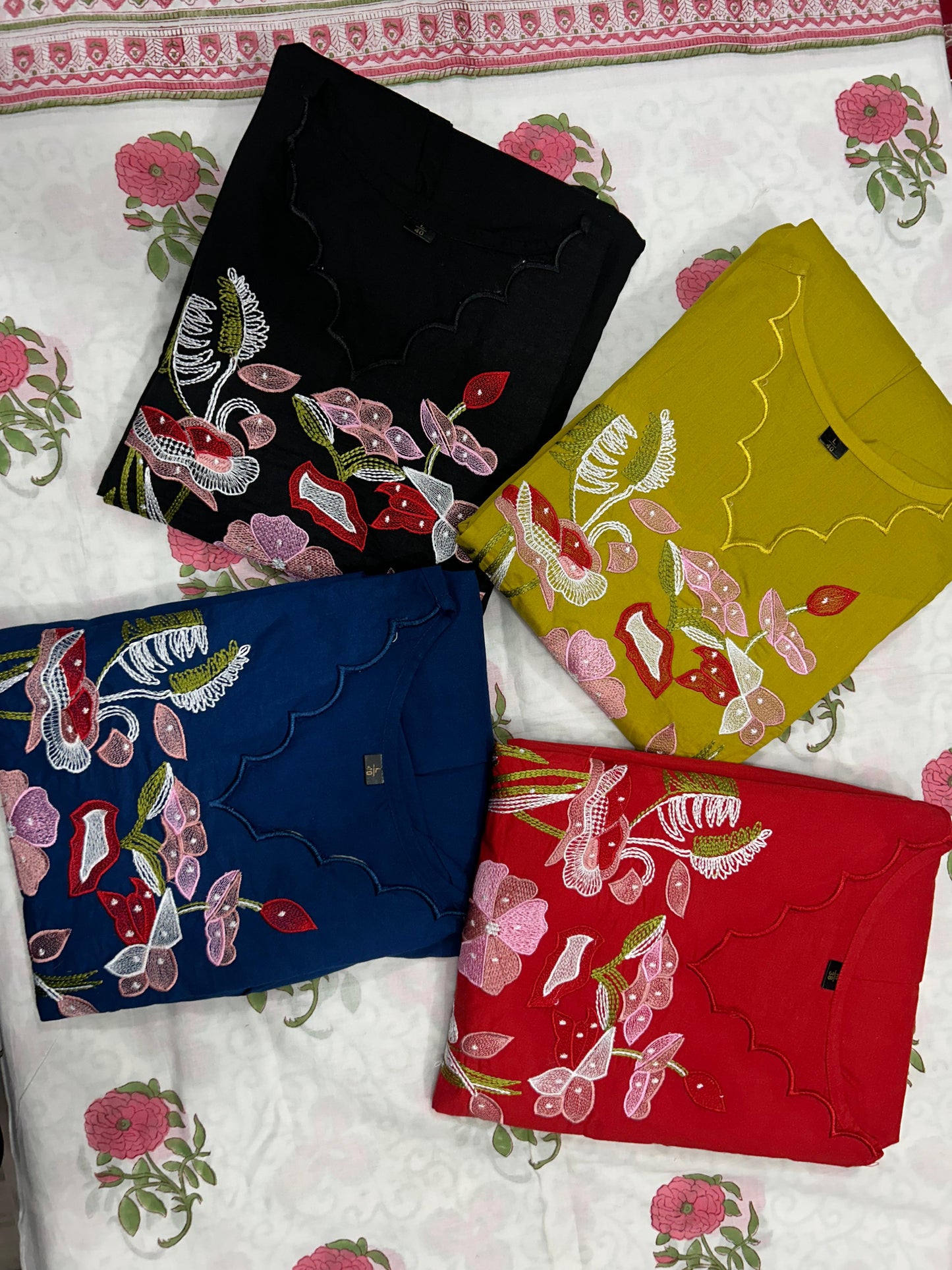 Rayon Embroidery Anarkali Kurti Sets