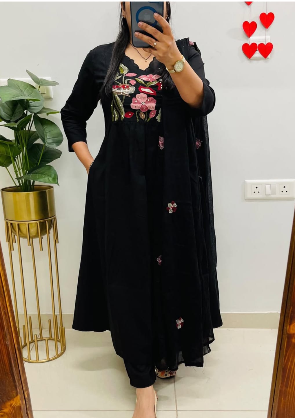 Rayon Embroidery Anarkali Kurti Sets