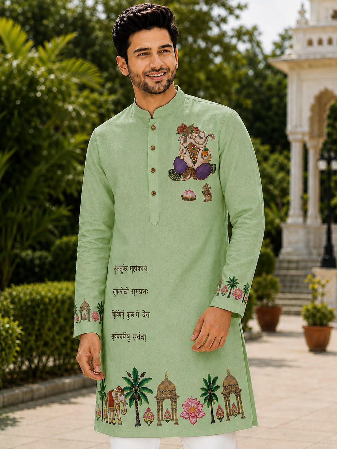 Ganpati  Printed Men's  Kurta