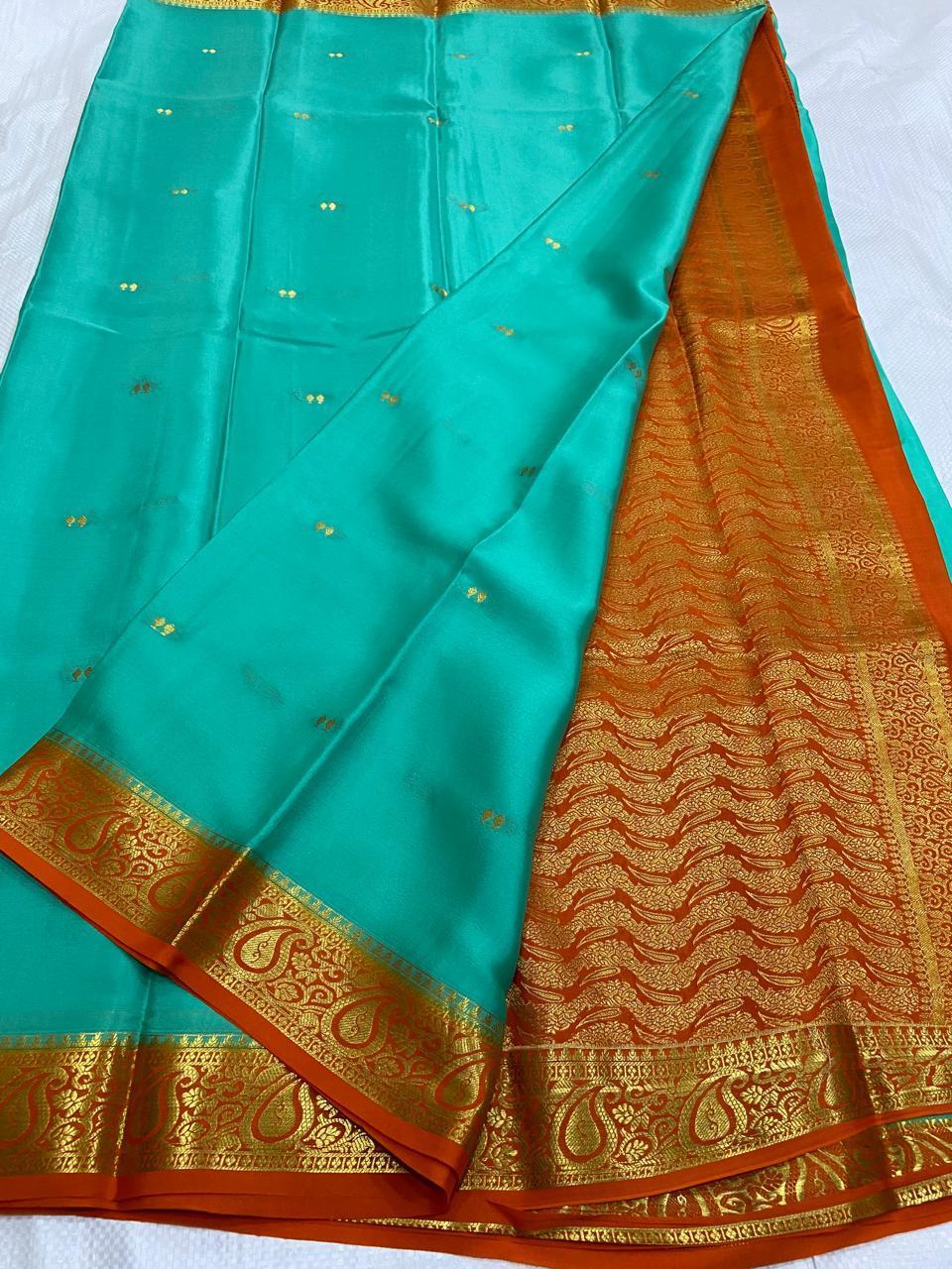 Mango Border Mysore Silk Sarees