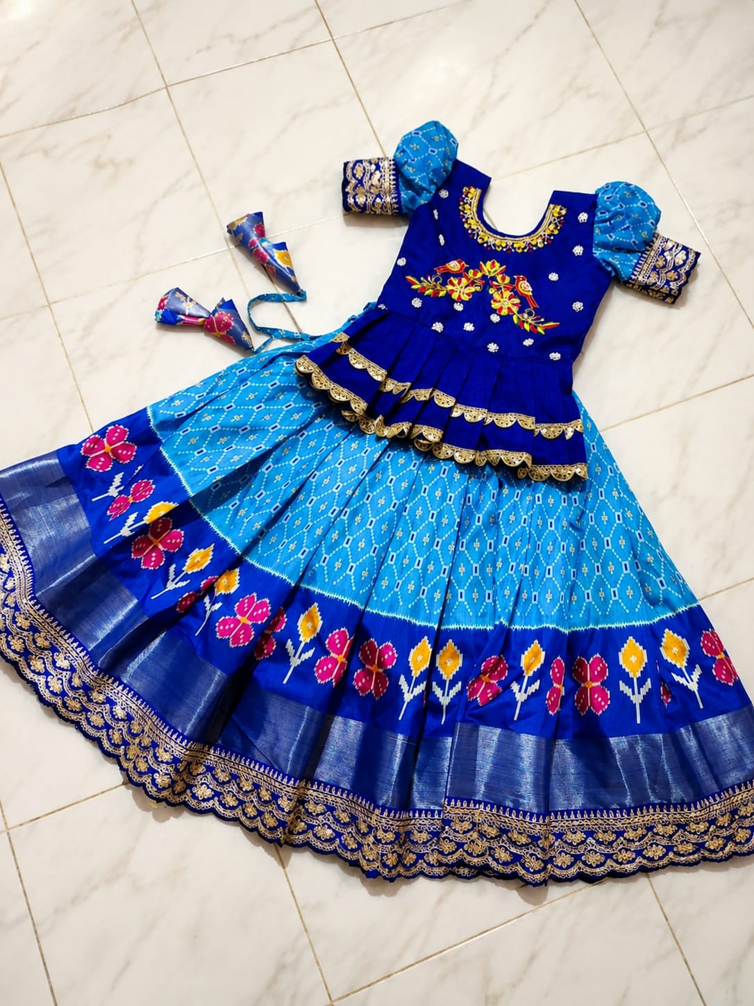Girls Readymade Litchi Silk  Lehenga Blouse
