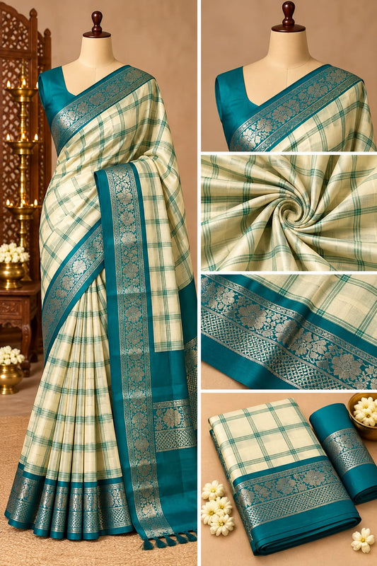 Kanchi Semi Silk Sarees Collections - Budget Friendly Kanchi Style Semi Silk Sarees - Lightweight Semi Silk Sarees with Zari Border and Rich Pallu - Ideal for Uniform, Gifting & Bulk Orders