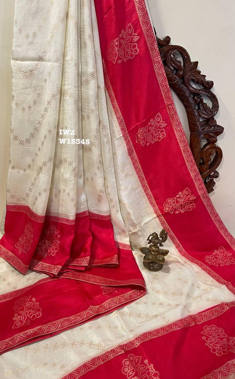 Durga Puja Special White and Red Border Sarees - Bengali Traditional Lal Paar Saree - White Saree with Red Border - Bulk Bookings Accepted for Events, Groups & Dance - Durga Puja 2026 Collection