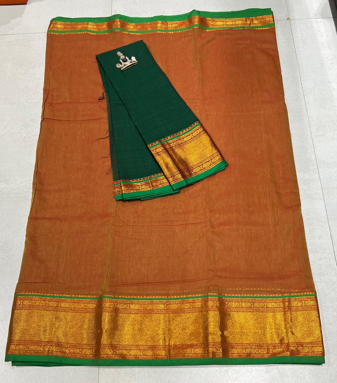 Pure Narayanpet Mercerised Cotton Unstitched Half Saree Sets - Lehanga 4 Mtrs Including Blouse and Voni 2.5 Mtrs - Traditional Langa Voni Set - Cotton Half Saree for Girls - Half Saree Function & Festive Wear