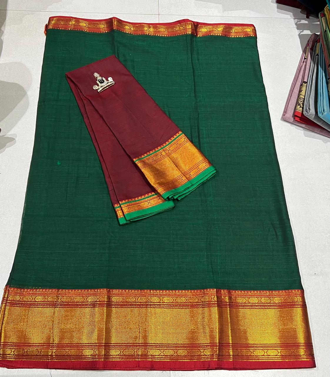 Pure Narayanpet Mercerised Cotton Unstitched Half Saree Sets - Lehanga 4 Mtrs Including Blouse and Voni 2.5 Mtrs - Traditional Langa Voni Set - Cotton Half Saree for Girls - Half Saree Function & Festive Wear