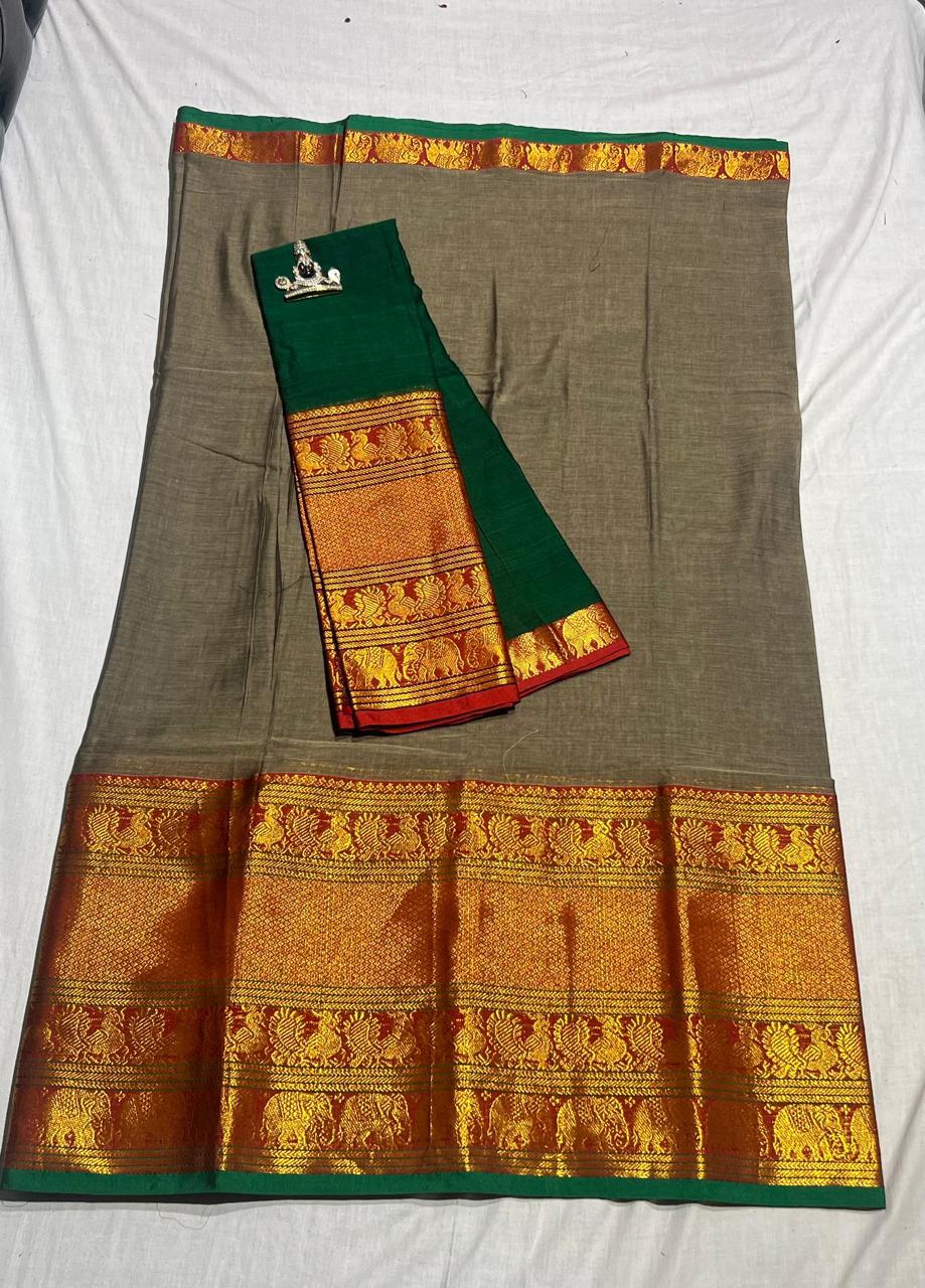 Pure Narayanpet Mercerised Cotton Unstitched Half Saree Sets - Lehanga 4 Mtrs Including Blouse and Voni 2.5 Mtrs - Traditional Langa Voni Set - Cotton Half Saree for Girls - Half Saree Function & Festive Wear