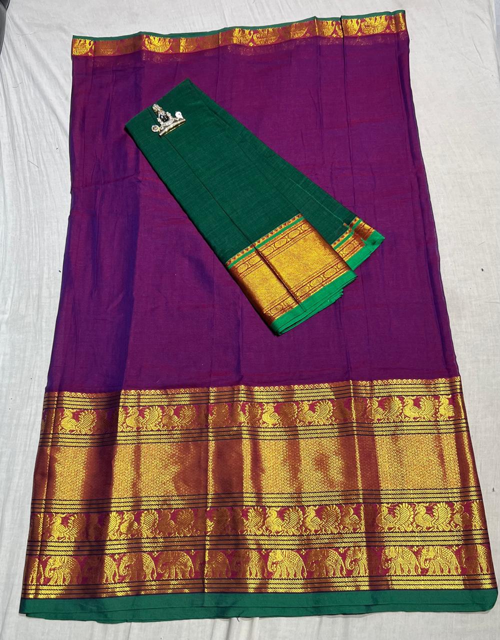 Pure Narayanpet Mercerised Cotton Unstitched Half Saree Sets - Lehanga 4 Mtrs Including Blouse and Voni 2.5 Mtrs - Traditional Langa Voni Set - Cotton Half Saree for Girls - Half Saree Function & Festive Wear
