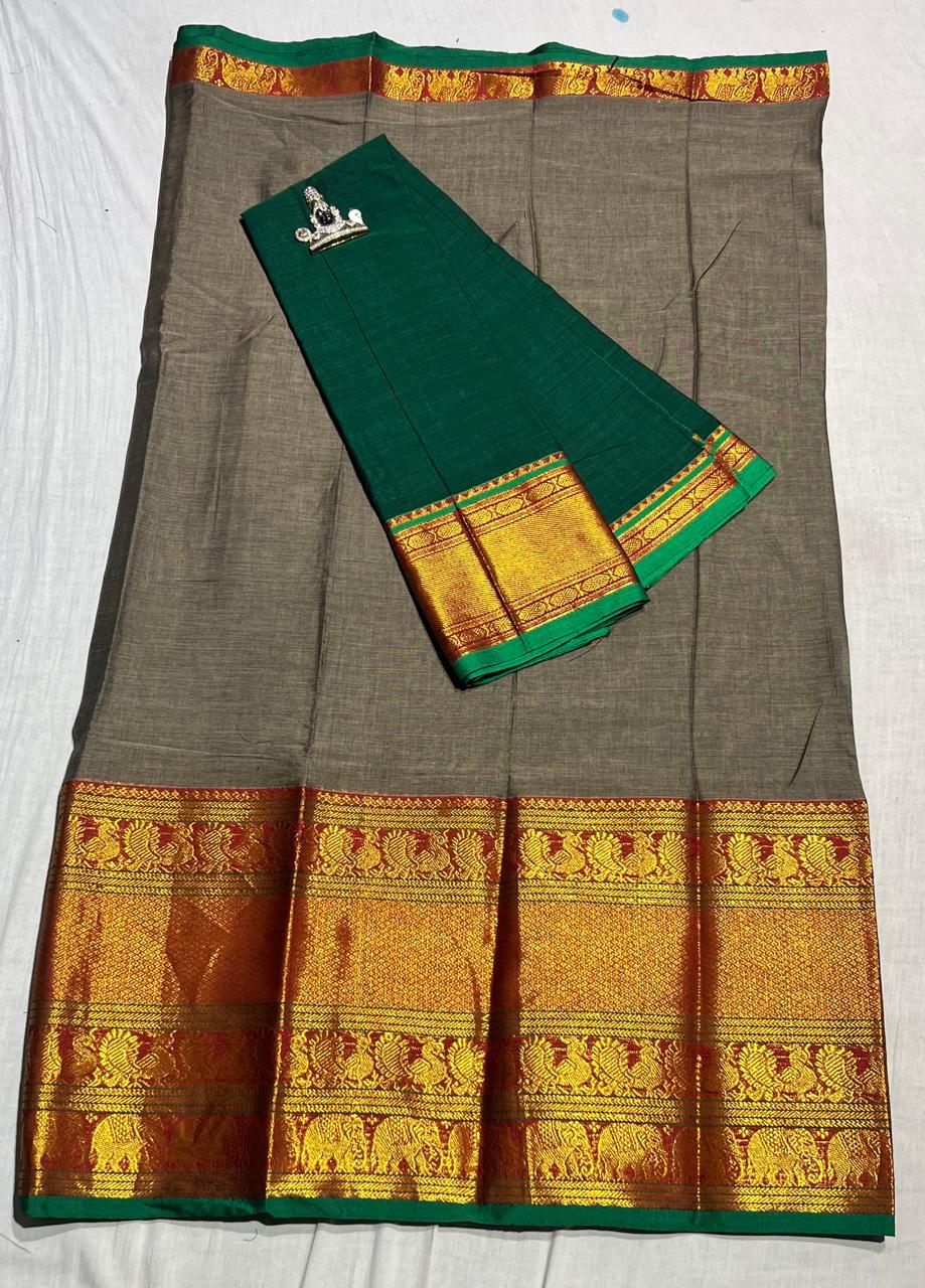 Pure Narayanpet Mercerised Cotton Unstitched Half Saree Sets - Lehanga 4 Mtrs Including Blouse and Voni 2.5 Mtrs - Traditional Langa Voni Set - Cotton Half Saree for Girls - Half Saree Function & Festive Wear