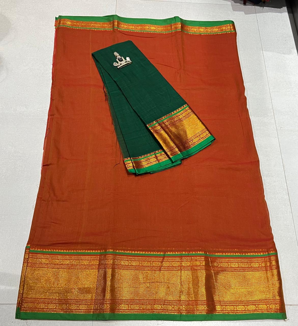 Pure Narayanpet Mercerised Cotton Unstitched Half Saree Sets - Lehanga 4 Mtrs Including Blouse and Voni 2.5 Mtrs - Traditional Langa Voni Set - Cotton Half Saree for Girls - Half Saree Function & Festive Wear