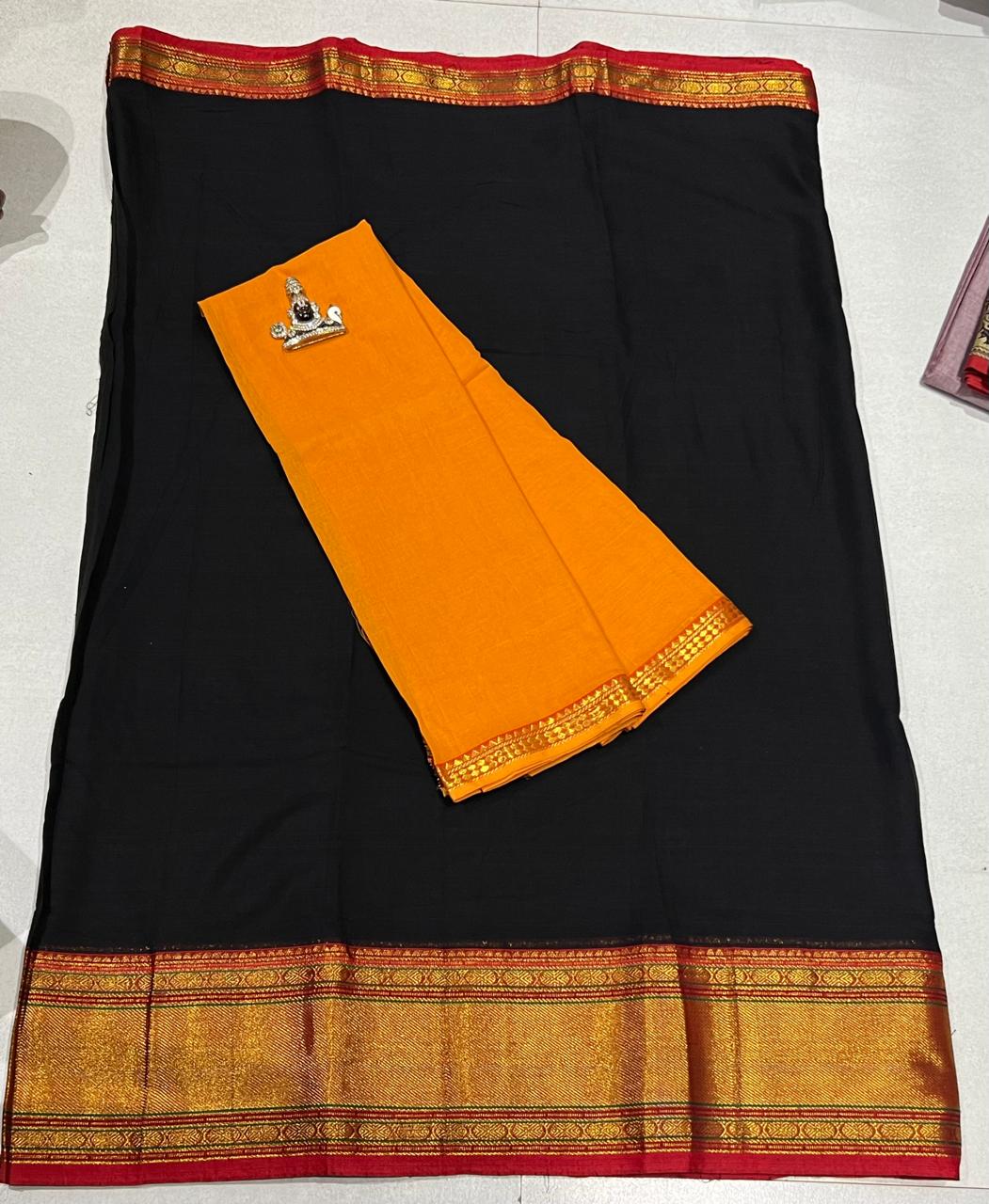 Pure Narayanpet Mercerised Cotton Unstitched Half Saree Sets - Lehanga 4 Mtrs Including Blouse and Voni 2.5 Mtrs - Traditional Langa Voni Set - Cotton Half Saree for Girls - Half Saree Function & Festive Wear
