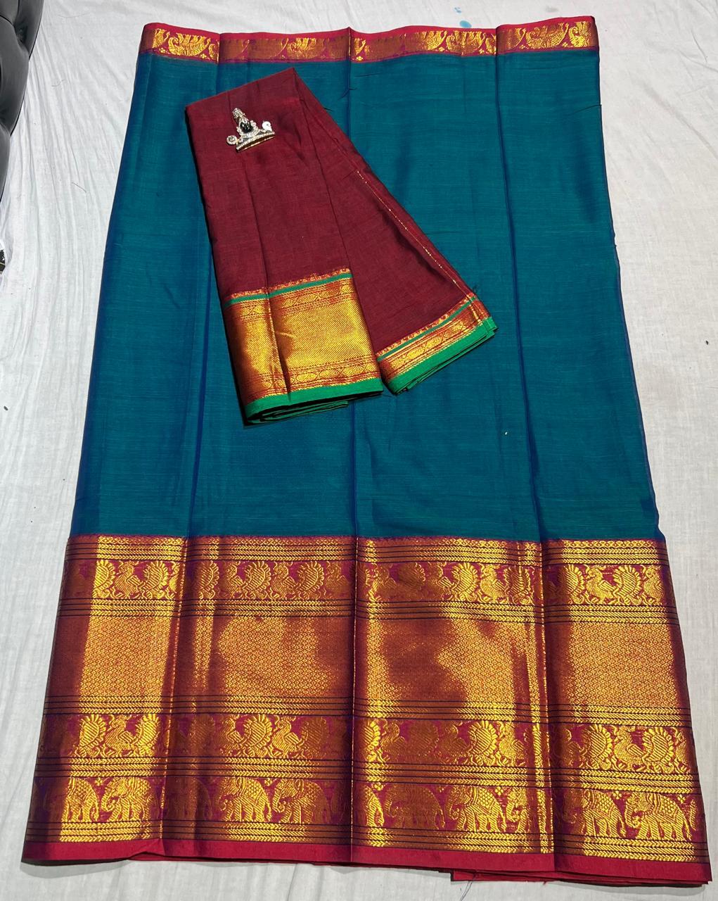Pure Narayanpet Mercerised Cotton Unstitched Half Saree Sets - Lehanga 4 Mtrs Including Blouse and Voni 2.5 Mtrs - Traditional Langa Voni Set - Cotton Half Saree for Girls - Half Saree Function & Festive Wear