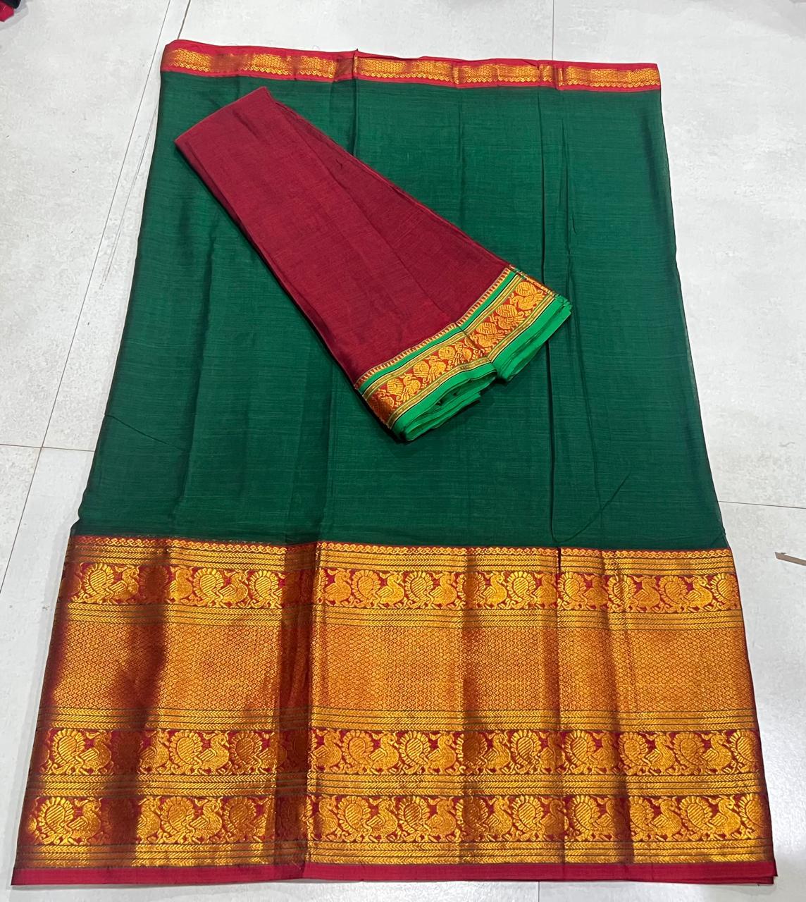 Pure Narayanpet Mercerised Cotton Unstitched Half Saree Sets - Lehanga 4 Mtrs Including Blouse and Voni 2.5 Mtrs - Traditional Langa Voni Set - Cotton Half Saree for Girls - Half Saree Function & Festive Wear