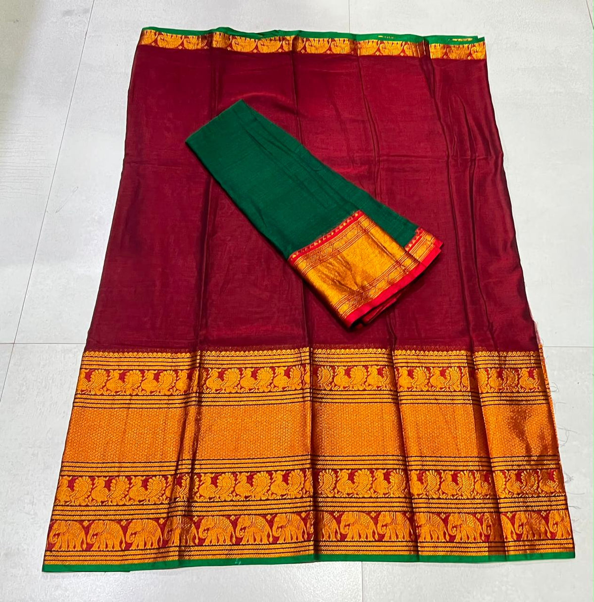 Pure Narayanpet Mercerised Cotton Unstitched Half Saree Sets - Lehanga 4 Mtrs Including Blouse and Voni 2.5 Mtrs - Traditional Langa Voni Set - Cotton Half Saree for Girls - Half Saree Function & Festive Wear