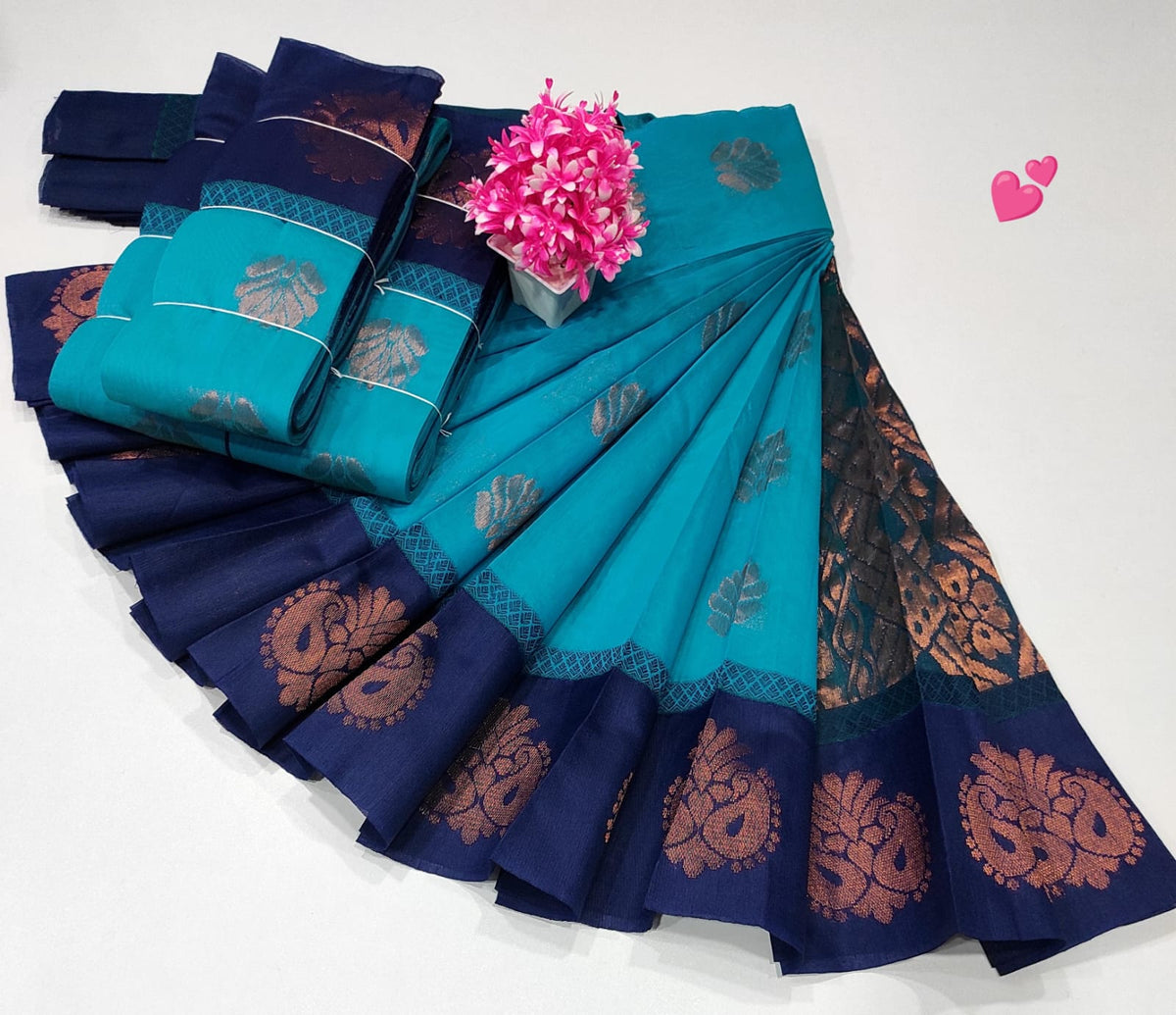 Korvai Silk Cotton Sarees Collections - Traditional Kanchi Korvai Silk Cotton Saree - Contrast Korvai Border - Silk Cotton Body with Rich Zari Pallu